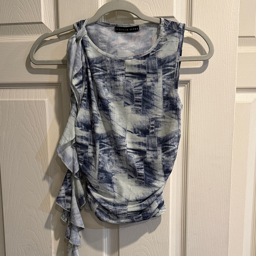 Blue and White Abstract Tank Top
